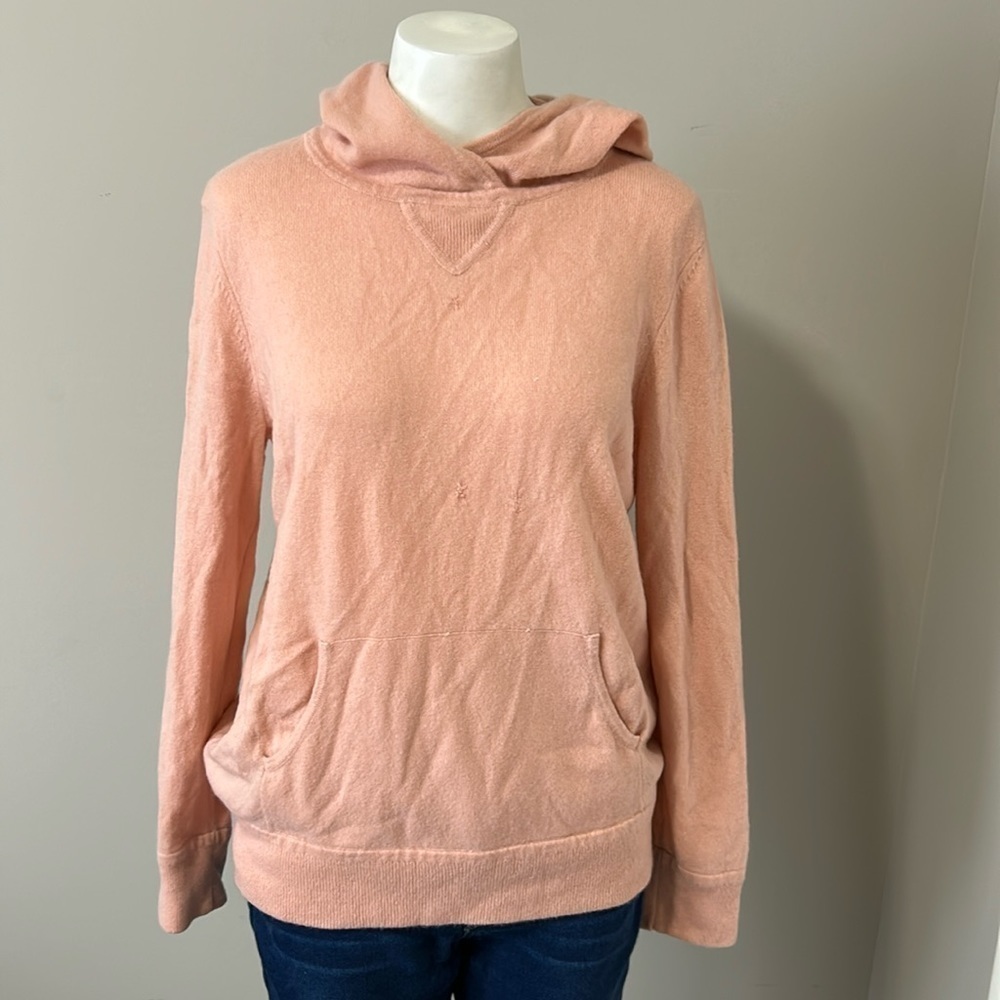 Anthropologie Cashmere Collection Limited Edition Mauve Hoodie Sweater Sz M FLAW